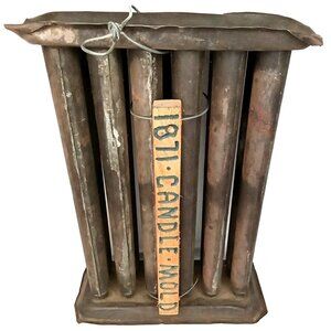 Gilded Age Candle Mold Tin 12 Tapered Tubes Primitive Decor 1870s